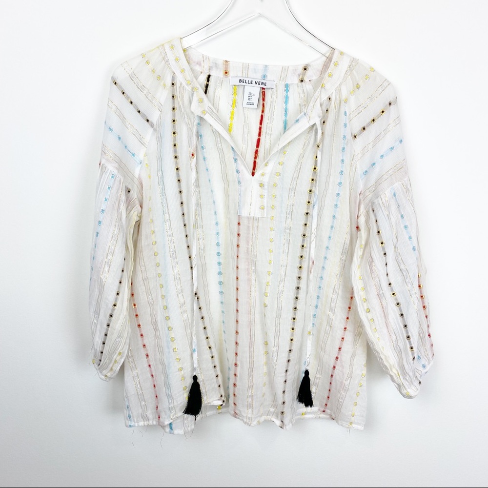 Belle Vere | Boho Flowy Tassel Peasant Blouse